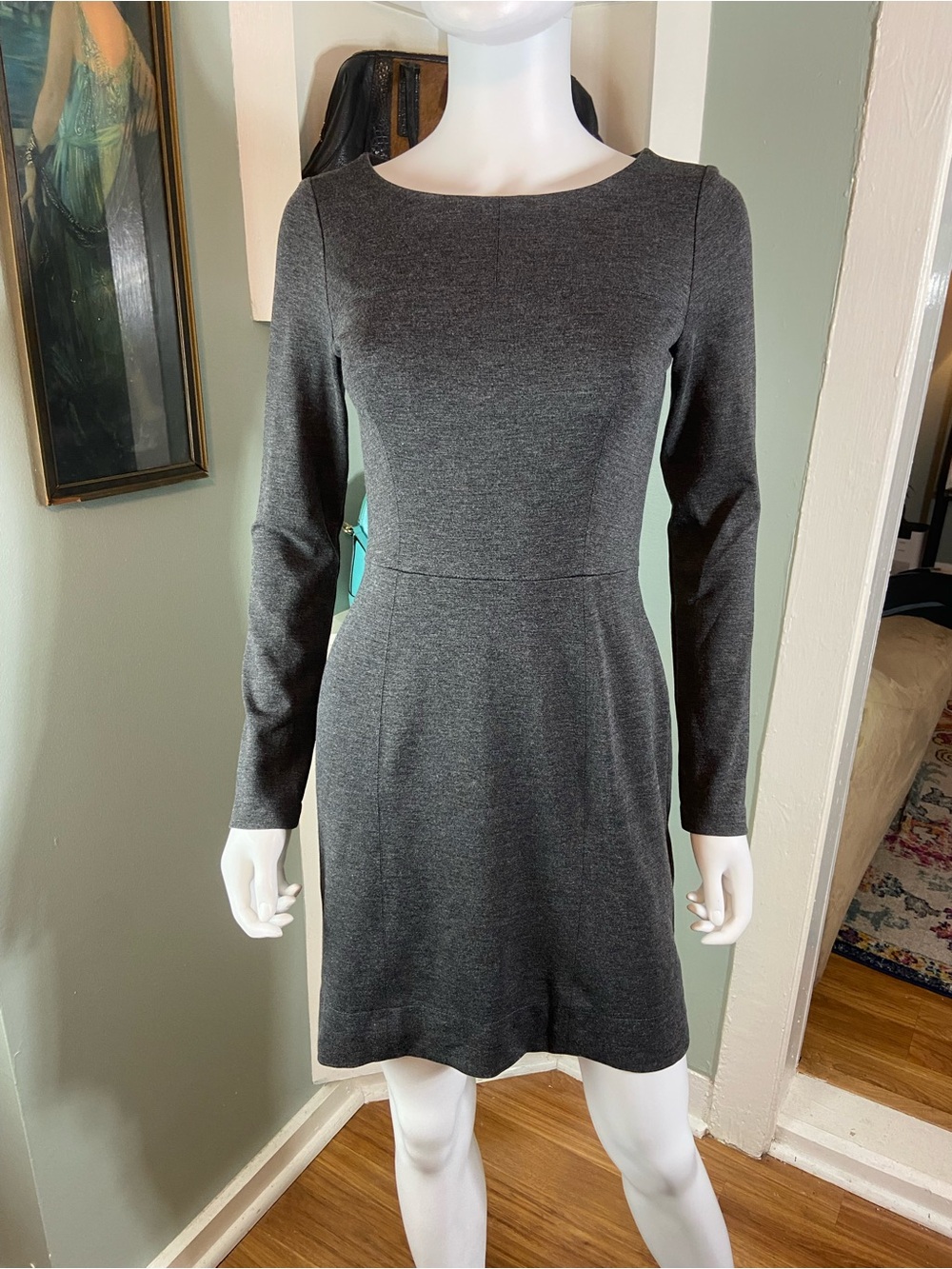 Shoshanna Charcoal Grey Long-Sleeve Sheath Mini Dress Size 2
